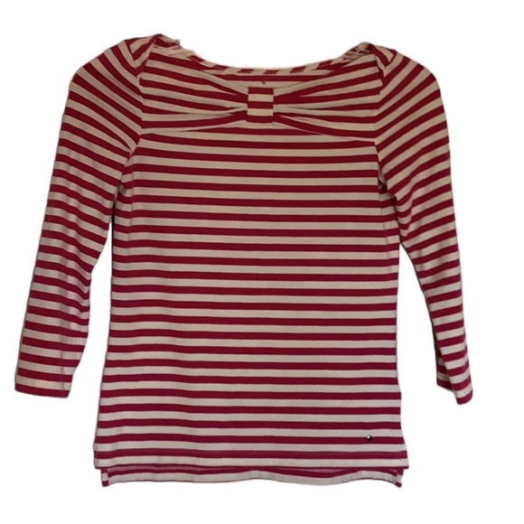 kate spade Tops - Kate Spade Wheaton Bow top,fuchsia pink/white stripe